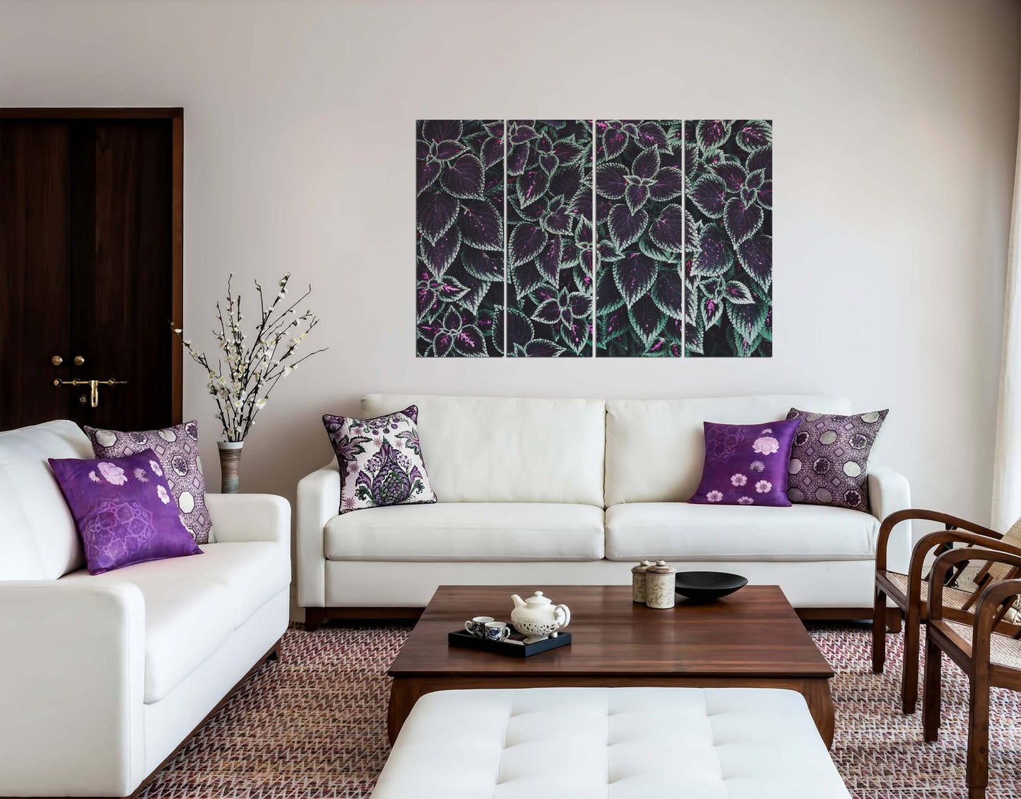 Green & Maroon Leaves of Coleus Plant Wall Canvas Print