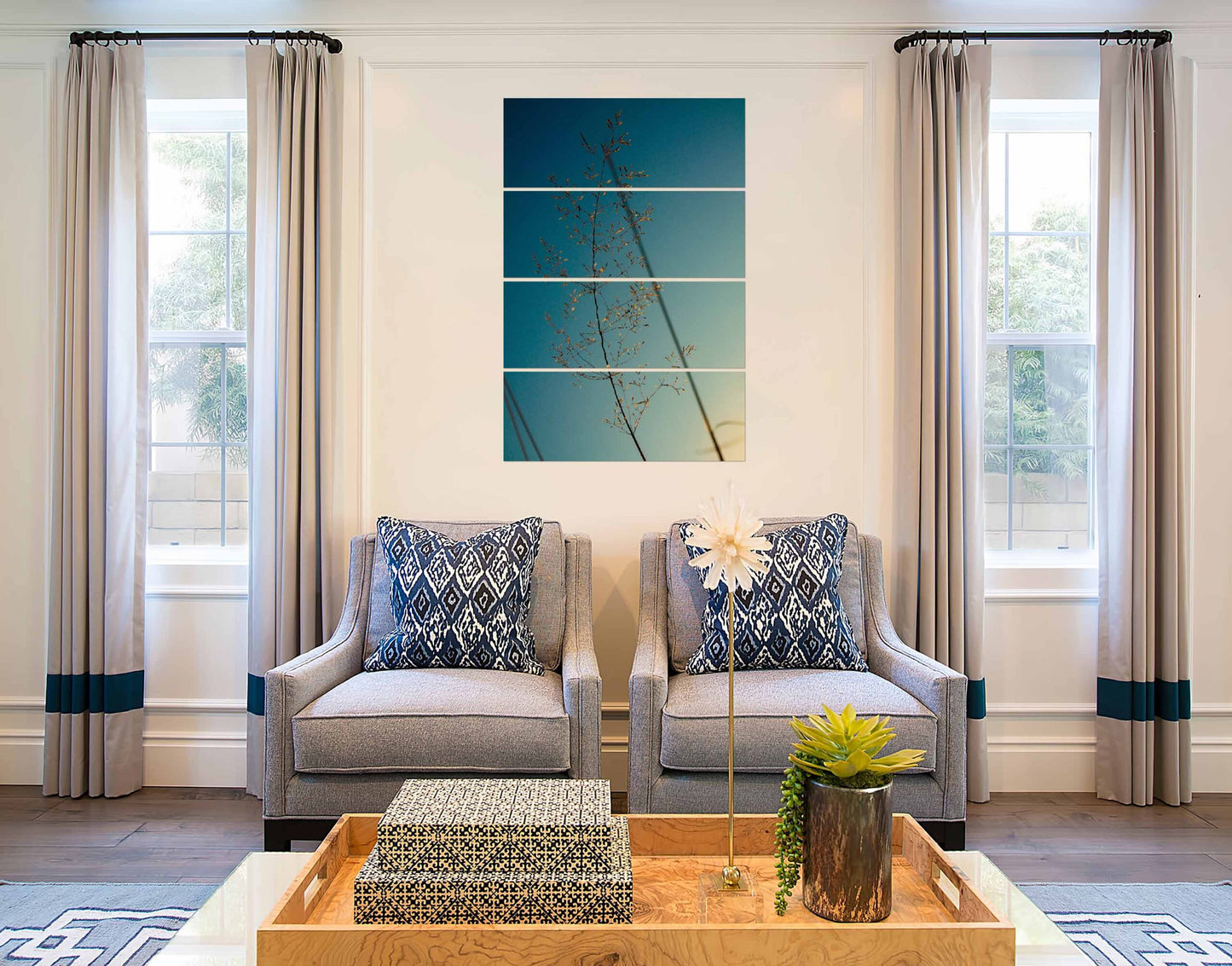 Orange Leaves Plant on Blue Sky Wall Painting