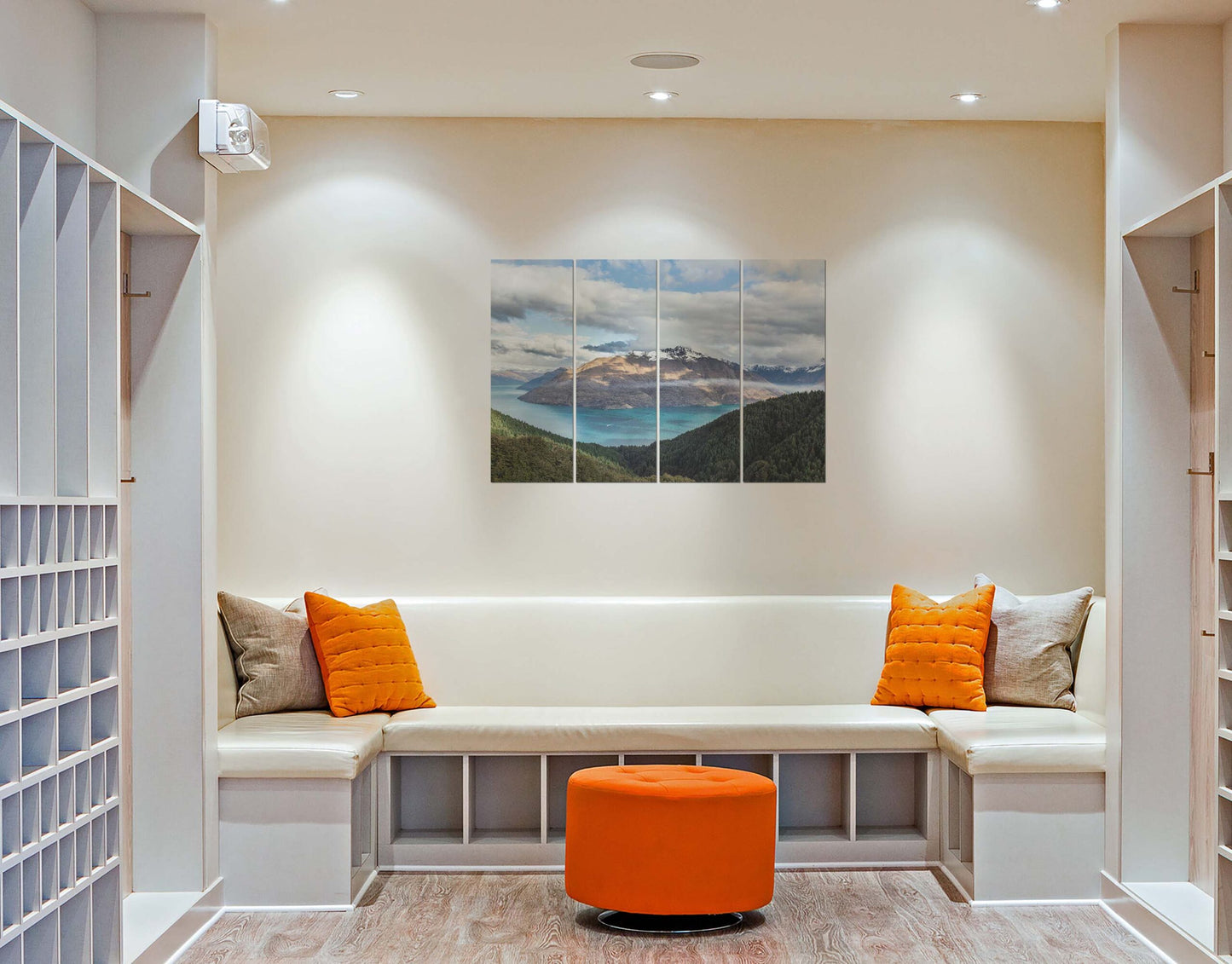 Landscape Mountain Under Cloudy Sky & Blue River Wall Digital Print