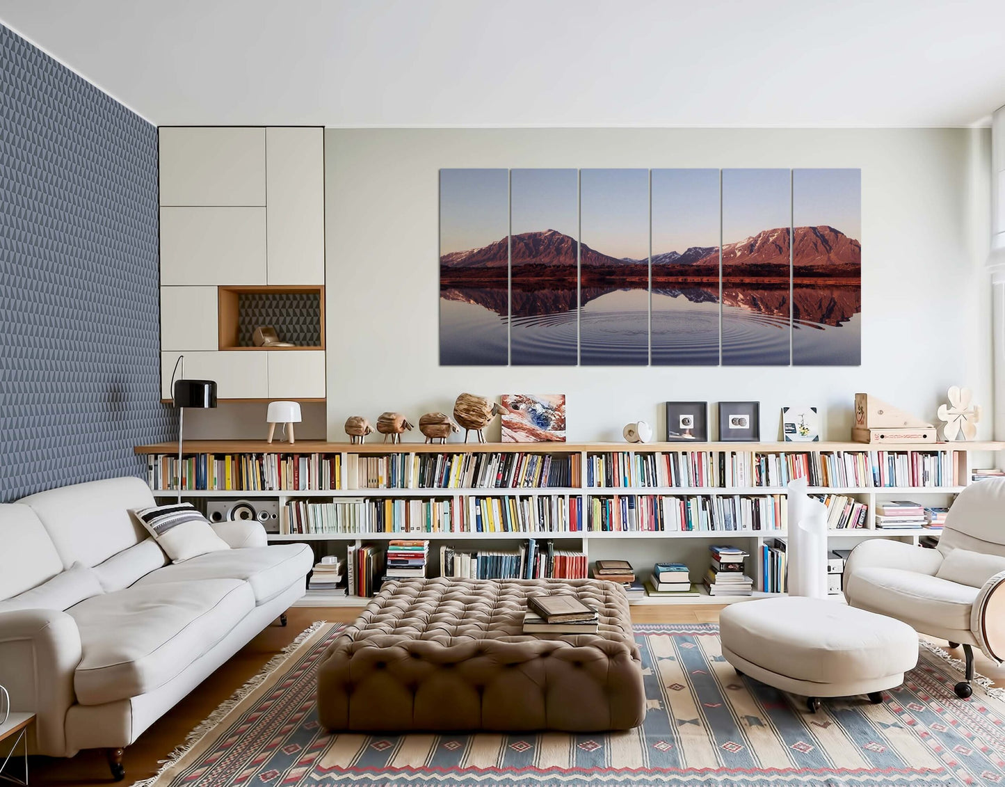 River & Brown Rocky Summits Wall Painting