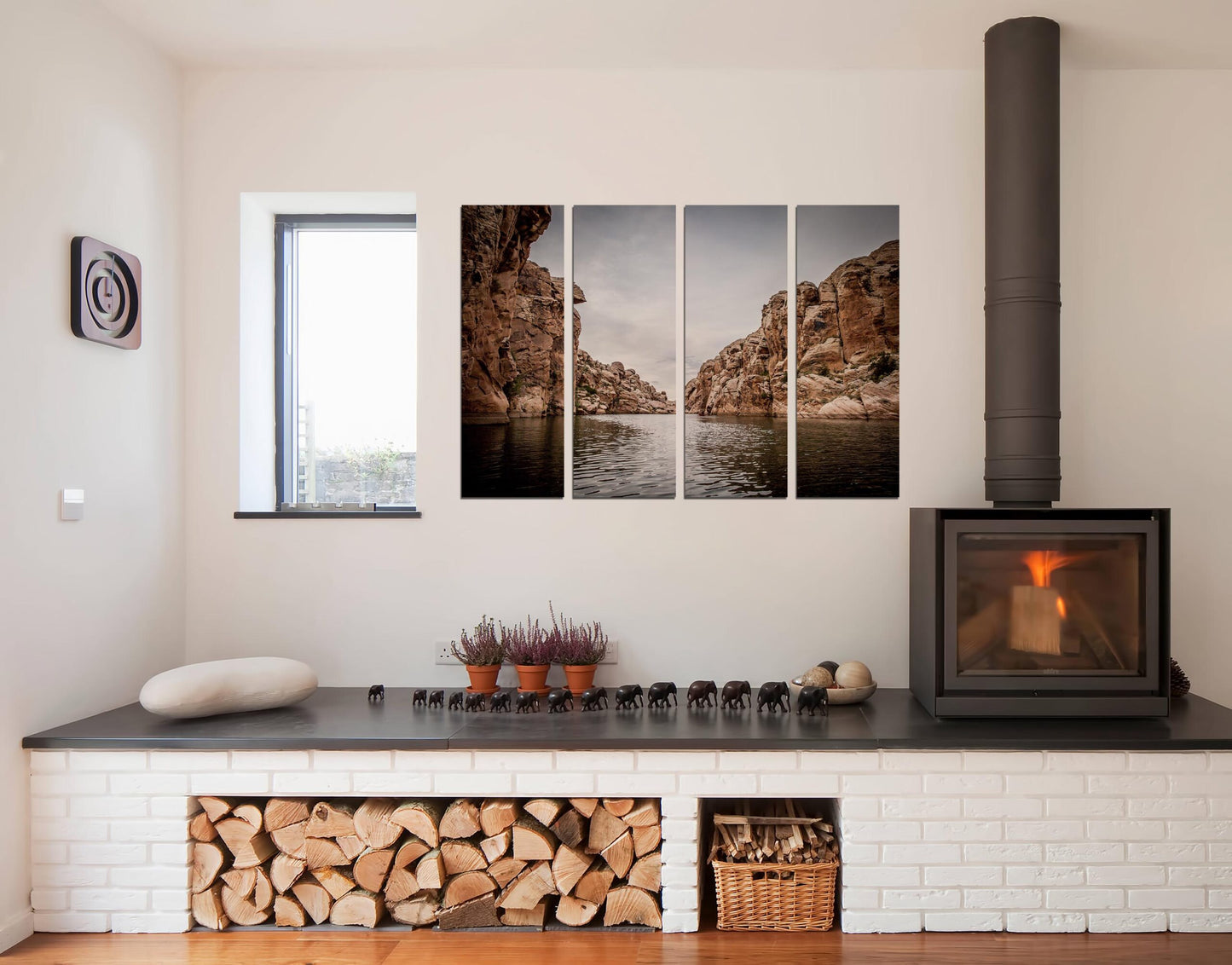 River & Brown Rocky Mountains Wall Art Print