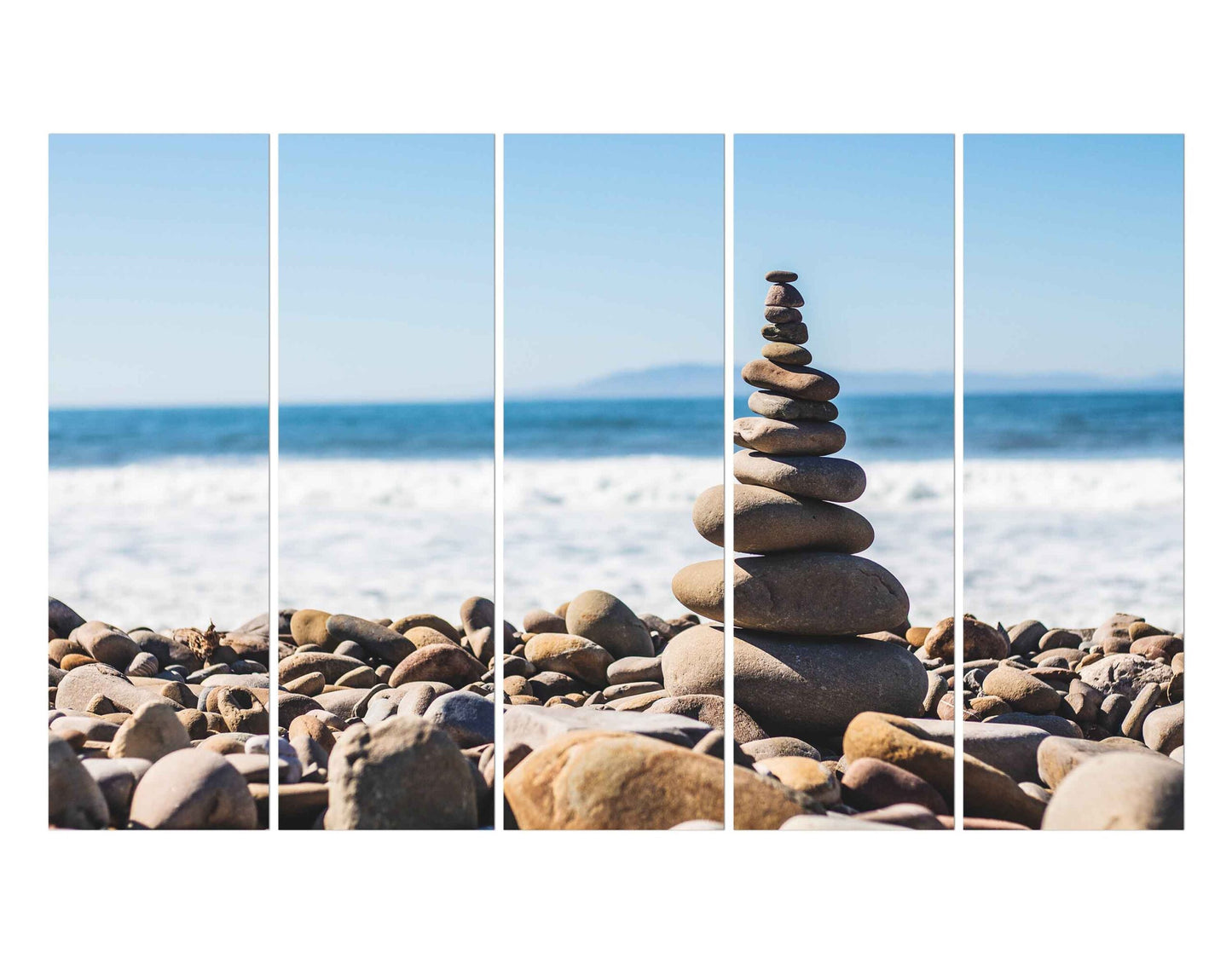 Smooth Stone Arrangement Near Ocean Wall Art Painting