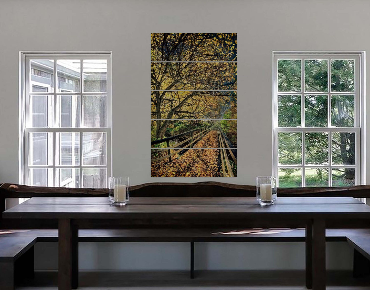Forest Tree with a Old Bridge Way Wall Art Painting