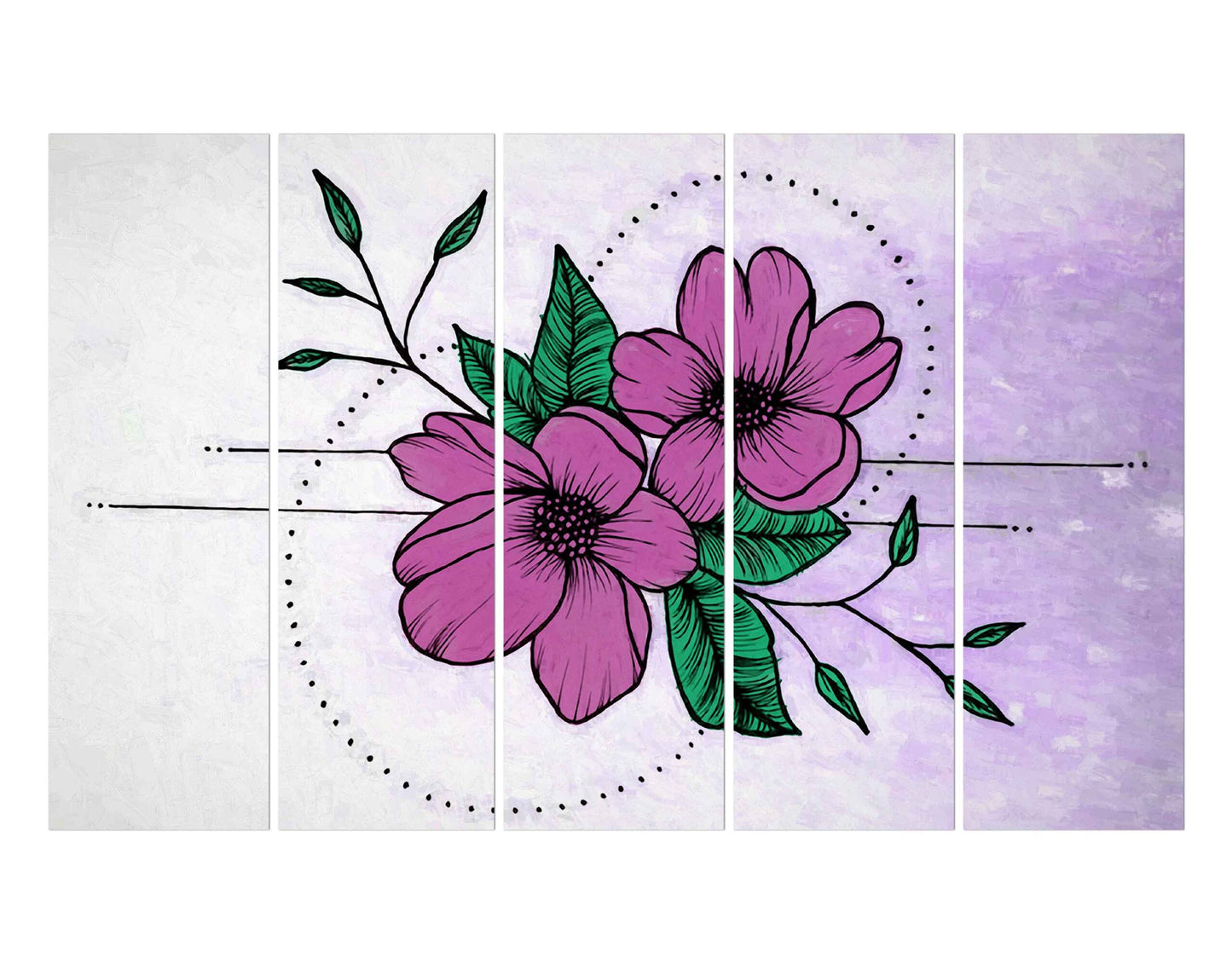 Artificial Purple Flower with Leaves Wall Photo Print