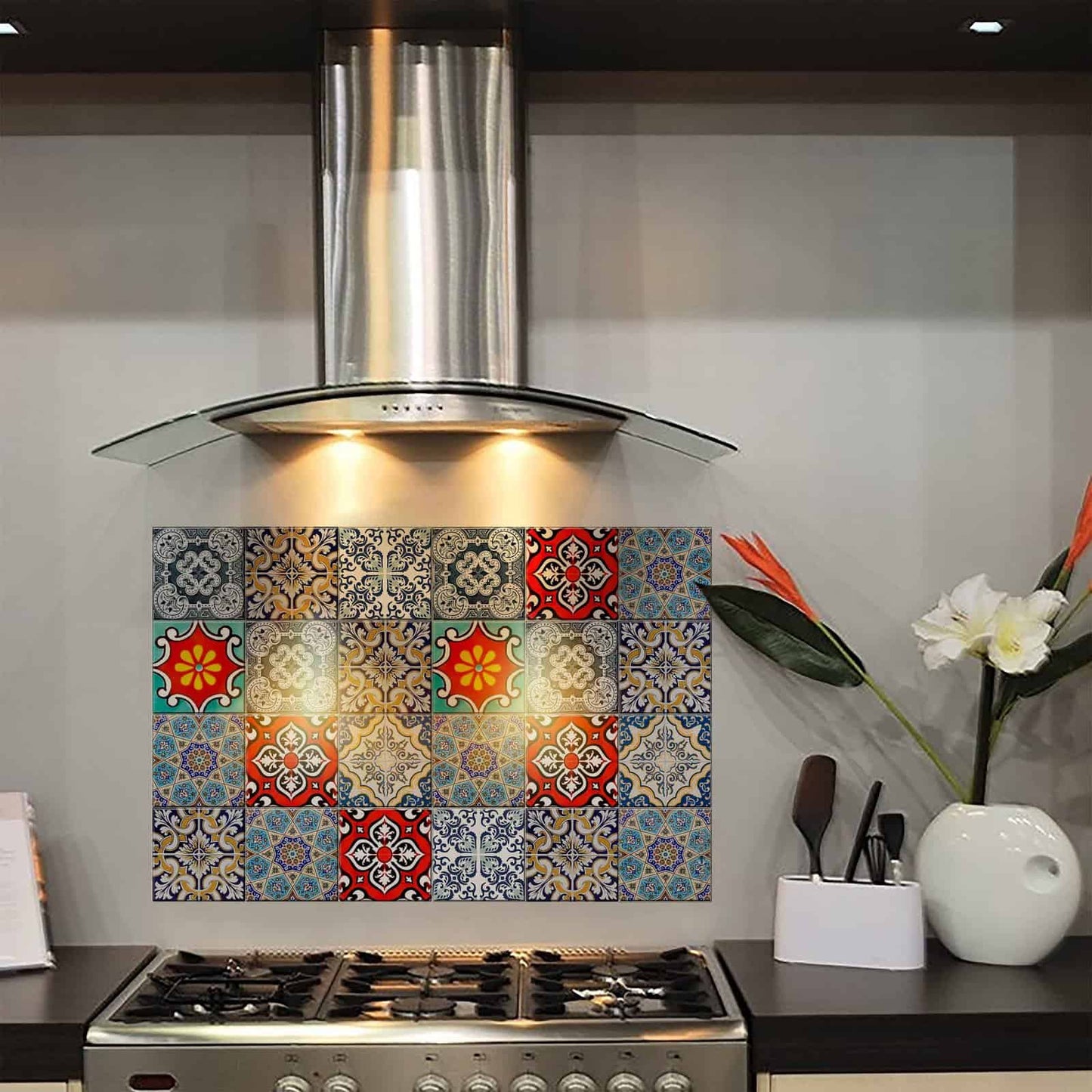 Kitchen Protection Anti-Mark Oil Proof Easy Clean Plastic Tiles Design Wall Stickers