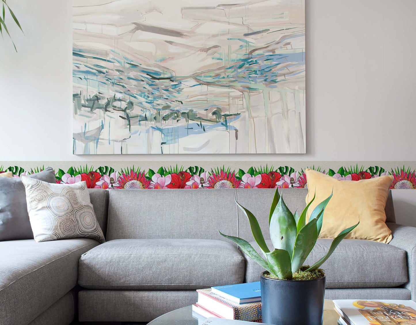 Sunflowers and Hibiscus Decorative Wall Border Sticker