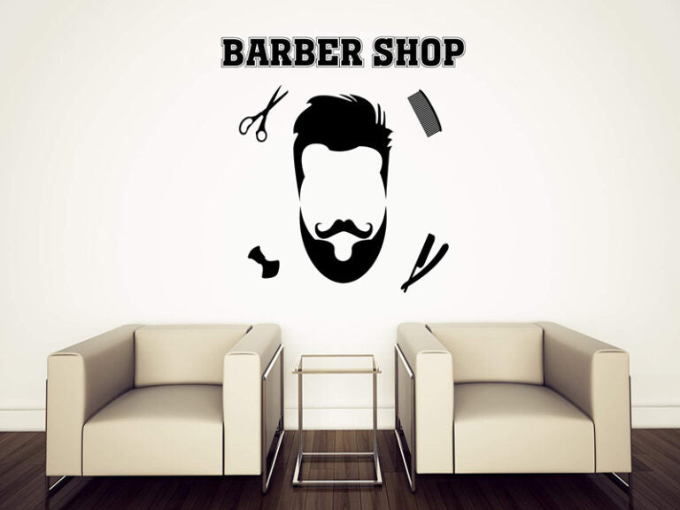 Top 50 Barber Shop Design Ideas Using Vinyl Stickers and Printed Decal