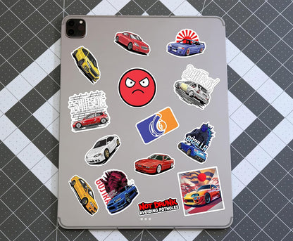 Race-Ready 90 Collection of Authentic JDM Sticker Set  -  Mobile, Laptop, Accessories, Gifting - Durable, Laminated, Quality Printed Vinyl For True Japanese Speed Culture Car Fans