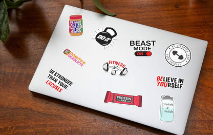 Complete Fitness Inspiration Sticker Set Of 78 Motivational Decals -  Mobile, Laptop, Accessories, Gifting - Durable, Laminated, Quality Printed Vinyl For Workout Warriors