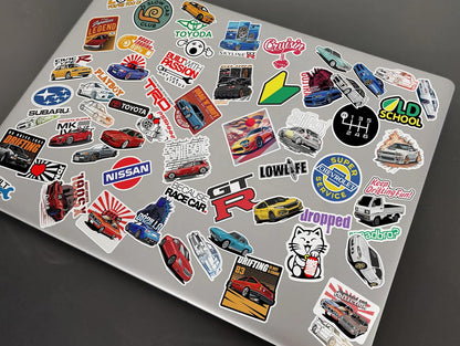 Race-Ready 90 Collection of Authentic JDM Sticker Set  -  Mobile, Laptop, Accessories, Gifting - Durable, Laminated, Quality Printed Vinyl For True Japanese Speed Culture Car Fans