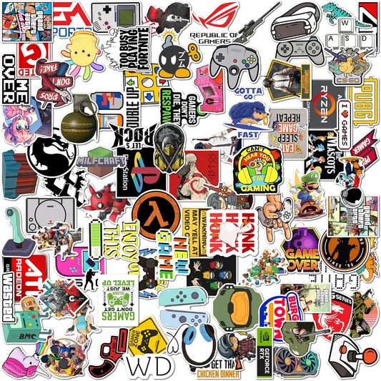 91 Vibrant Gaming Sticker Set for Console & PC Gamers - Mobile, Laptop, PC, Accessories, Gifting - Durable, Laminated, Quality Printed Vinyl For True Hardcore Gamers / Gaming Culture