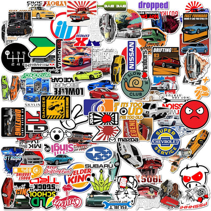 Race-Ready 90 Collection of Authentic JDM Sticker Set  -  Mobile, Laptop, Accessories, Gifting - Durable, Laminated, Quality Printed Vinyl For True Japanese Speed Culture Car Fans