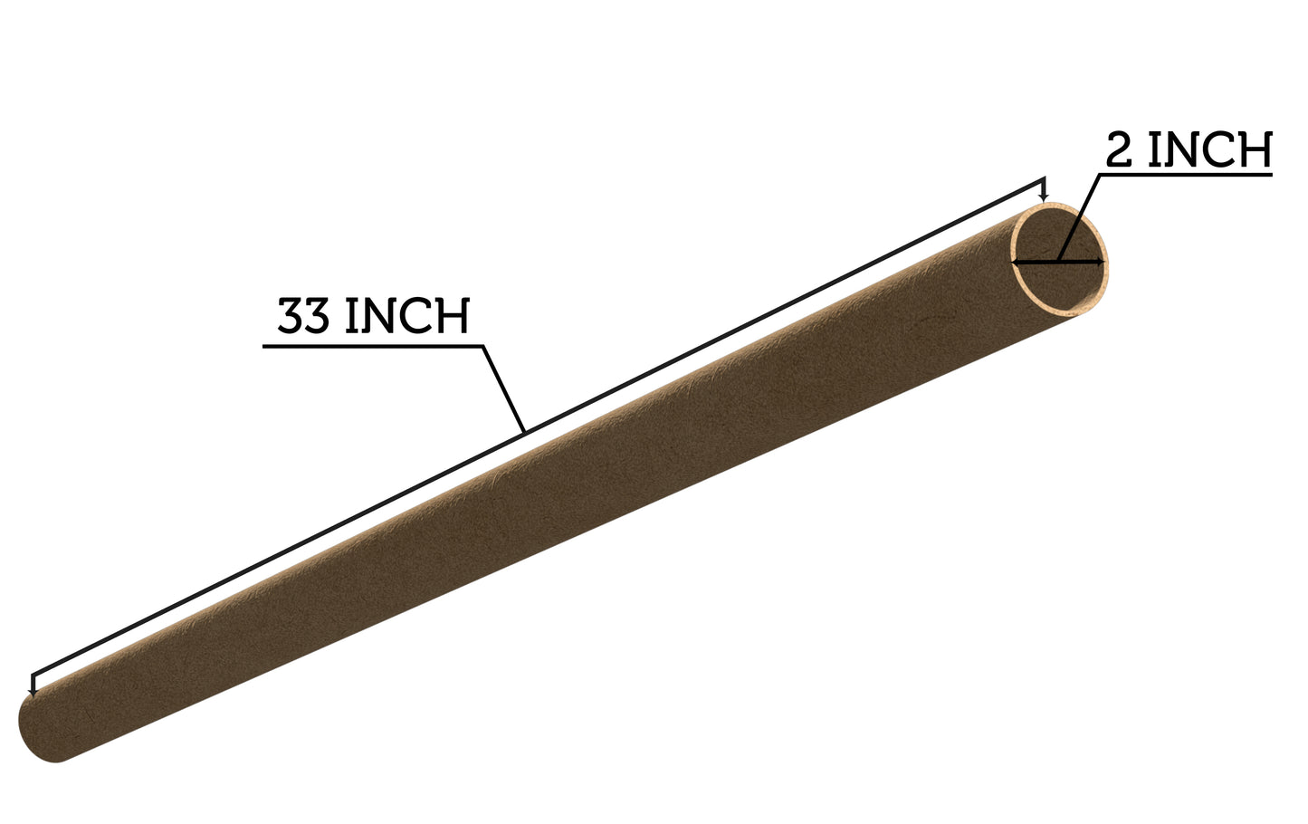 Large Hard Paper Tube with End Caps - 2 inch diameter x 33 inch long (6 Tubes)