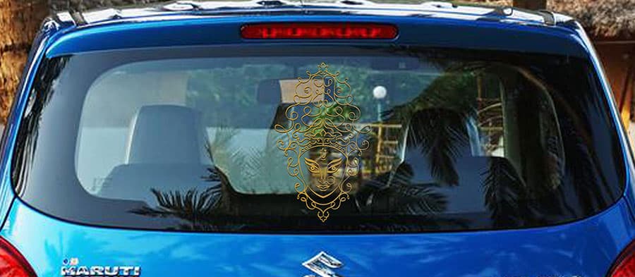 Goddess Durga Art Car Rear Glass Sticker