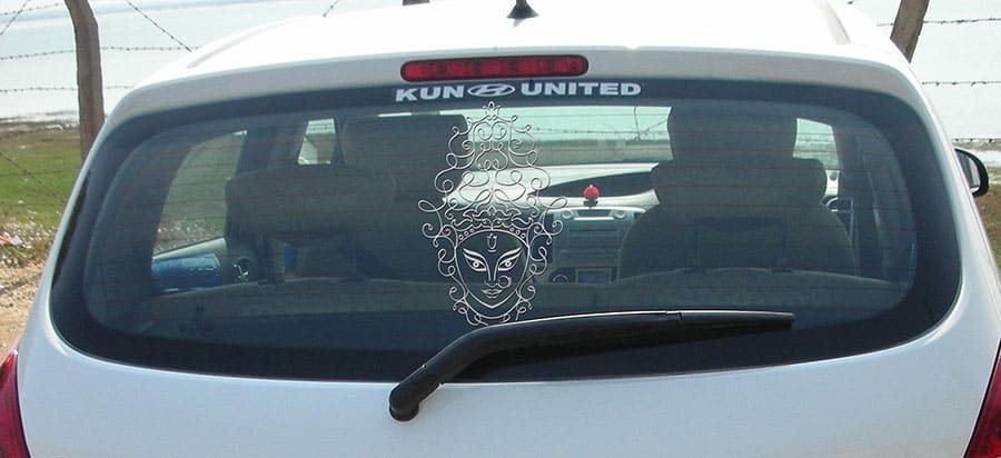 Goddess Durga Art Car Rear Glass Sticker