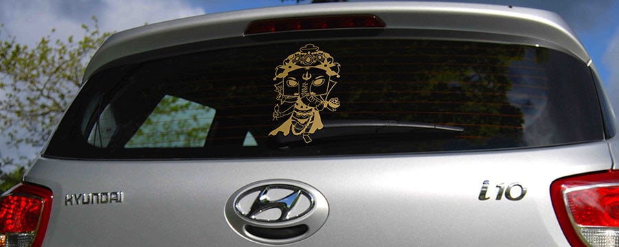 Super Ganesha Car Rear Glass Sticker