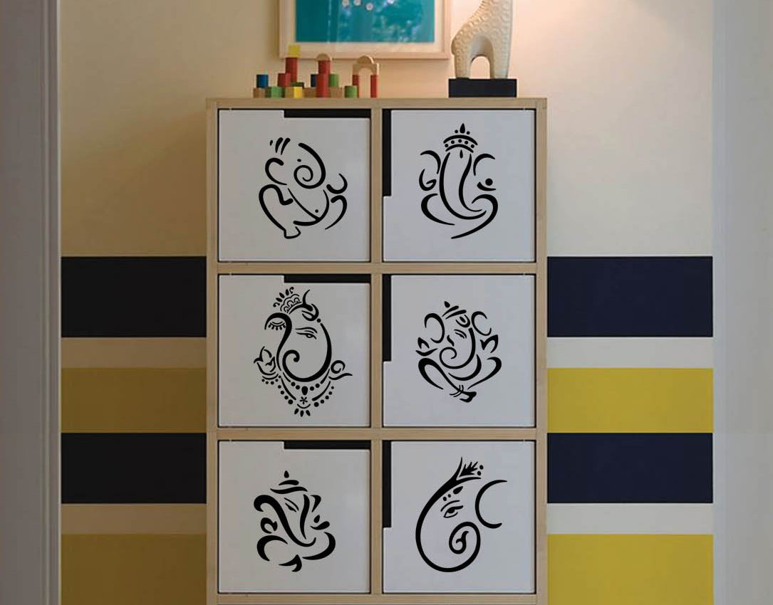 Mini Ganesha Set of 6 Wall Sticker