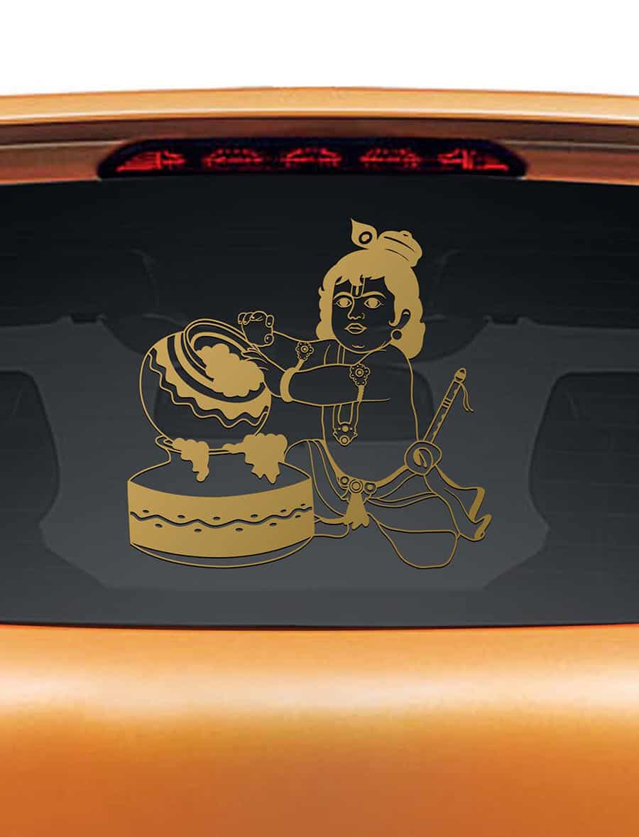 Little Krishna Car Rear Glass Sticker