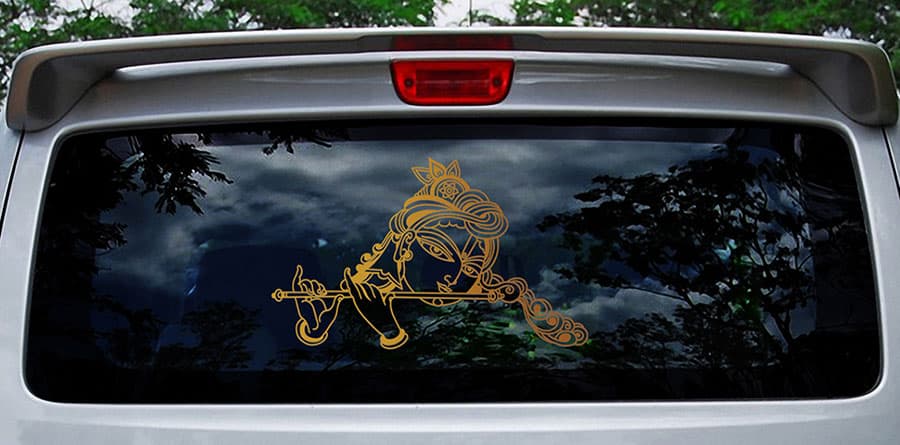 Krishna with Flute Car Rear Glass Sticker