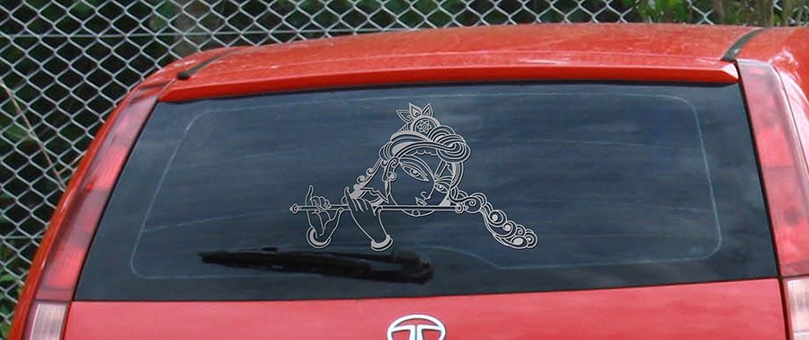 Krishna with Flute Car Rear Glass Sticker