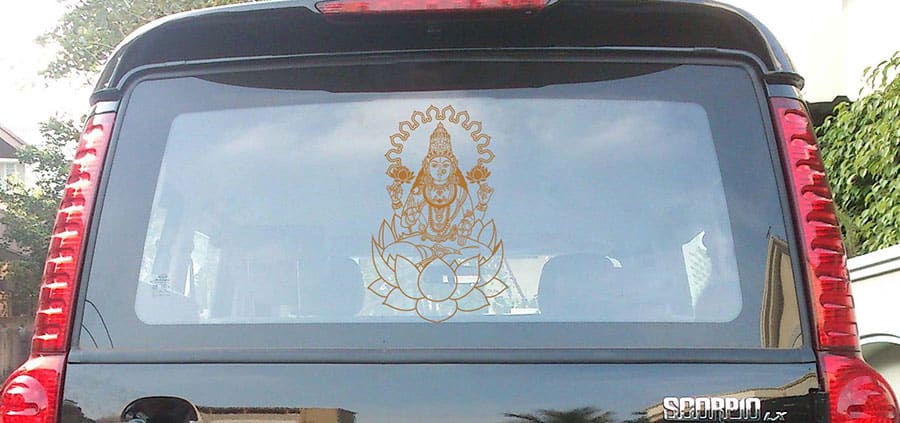 Goddess Lakshmi Car Rear Glass Sticker