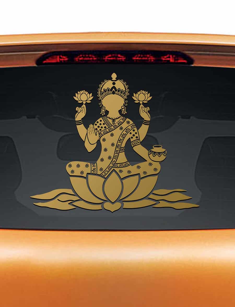 Lotus Lakshmi Car Rear Glass Sticker