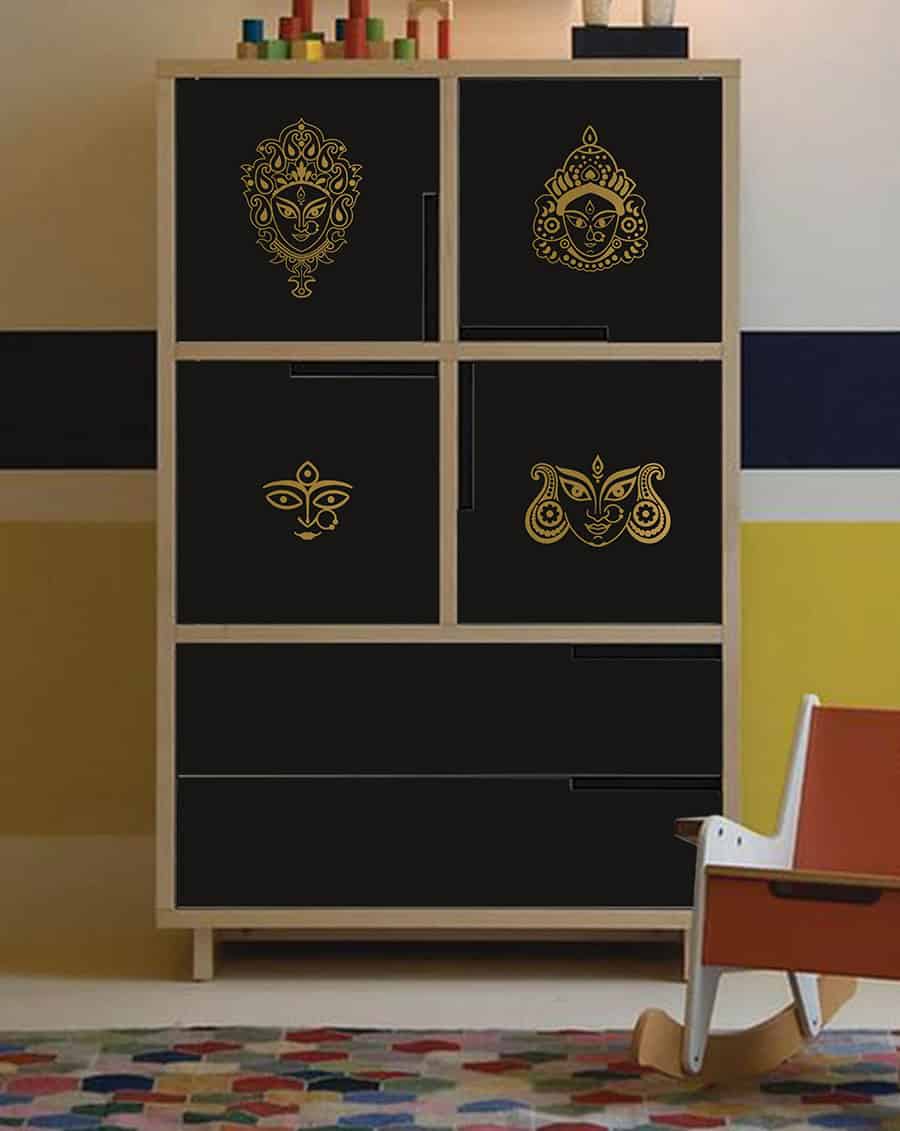 Goddess Durga Set of 4 series Wall Sticker