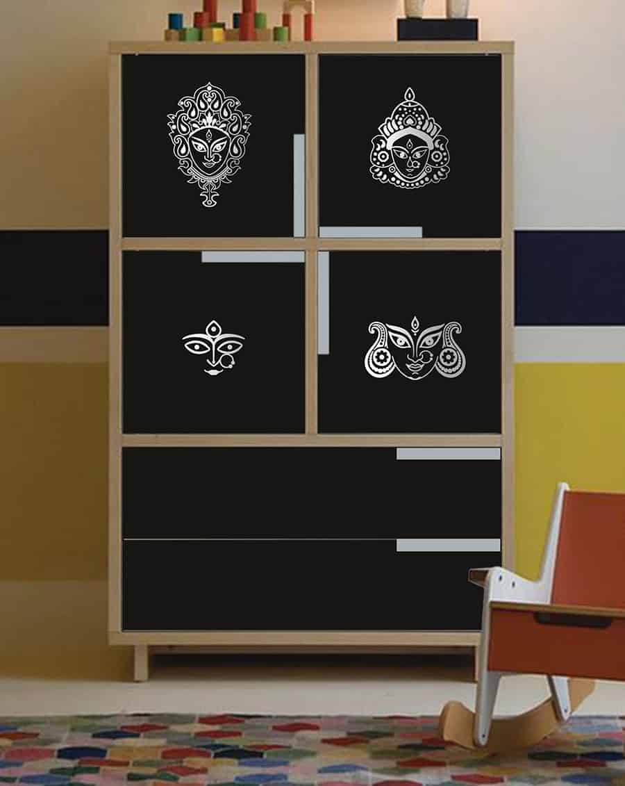 Goddess Durga Set of 4 series Wall Sticker