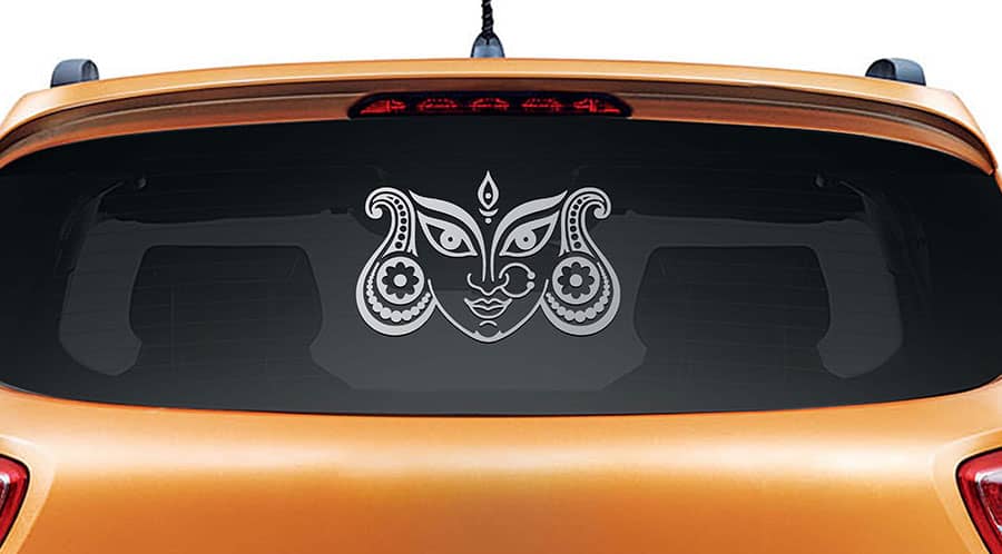 Durga Devi Face Car Rear Glass Sticker