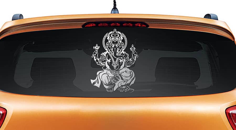 Tribal Vakratunda Car Rear Glass Sticker