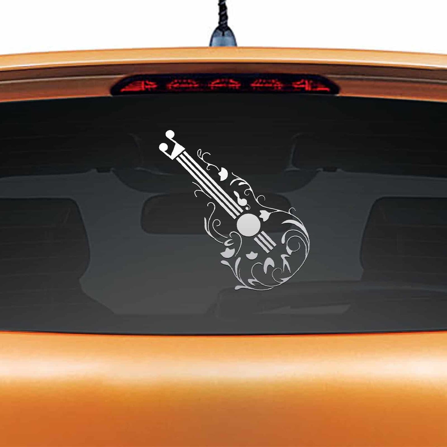 Floral Guitar Car Rear Glass Sticker