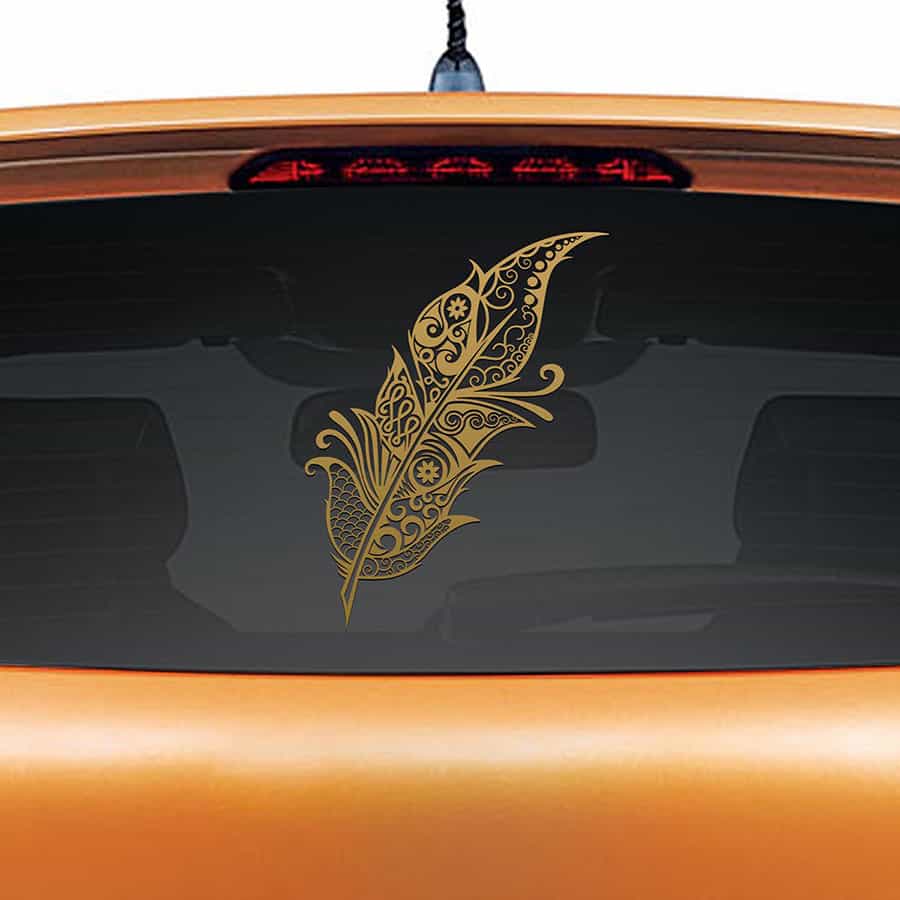 Feather Calligraphy Car Rear Glass Sticker