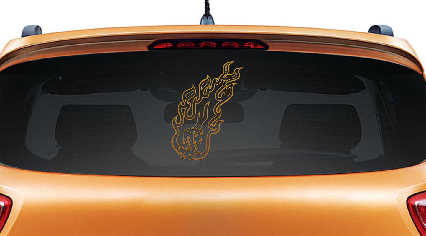 Fiery Dice Car Sticker