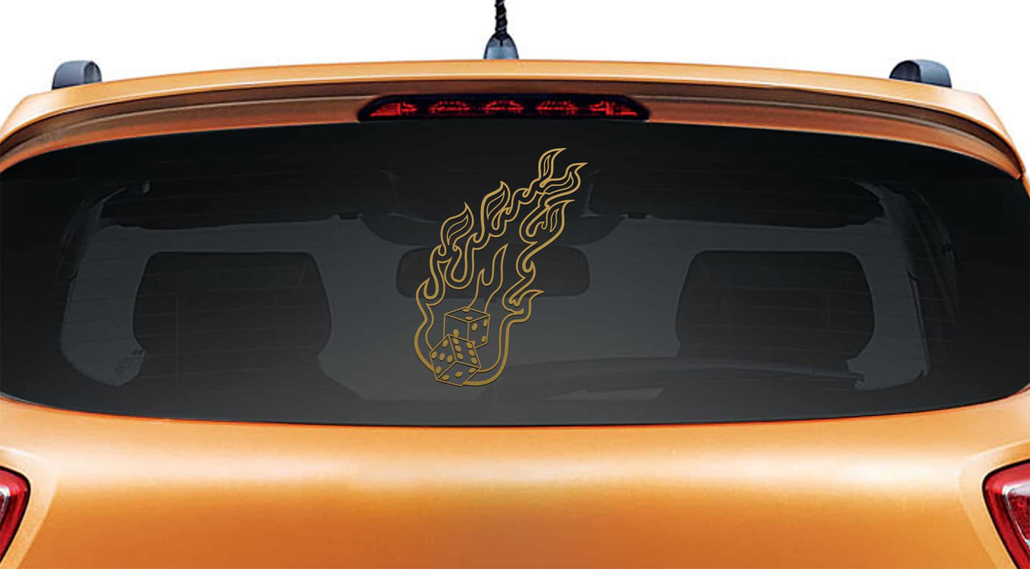 Fiery Dice Car Sticker