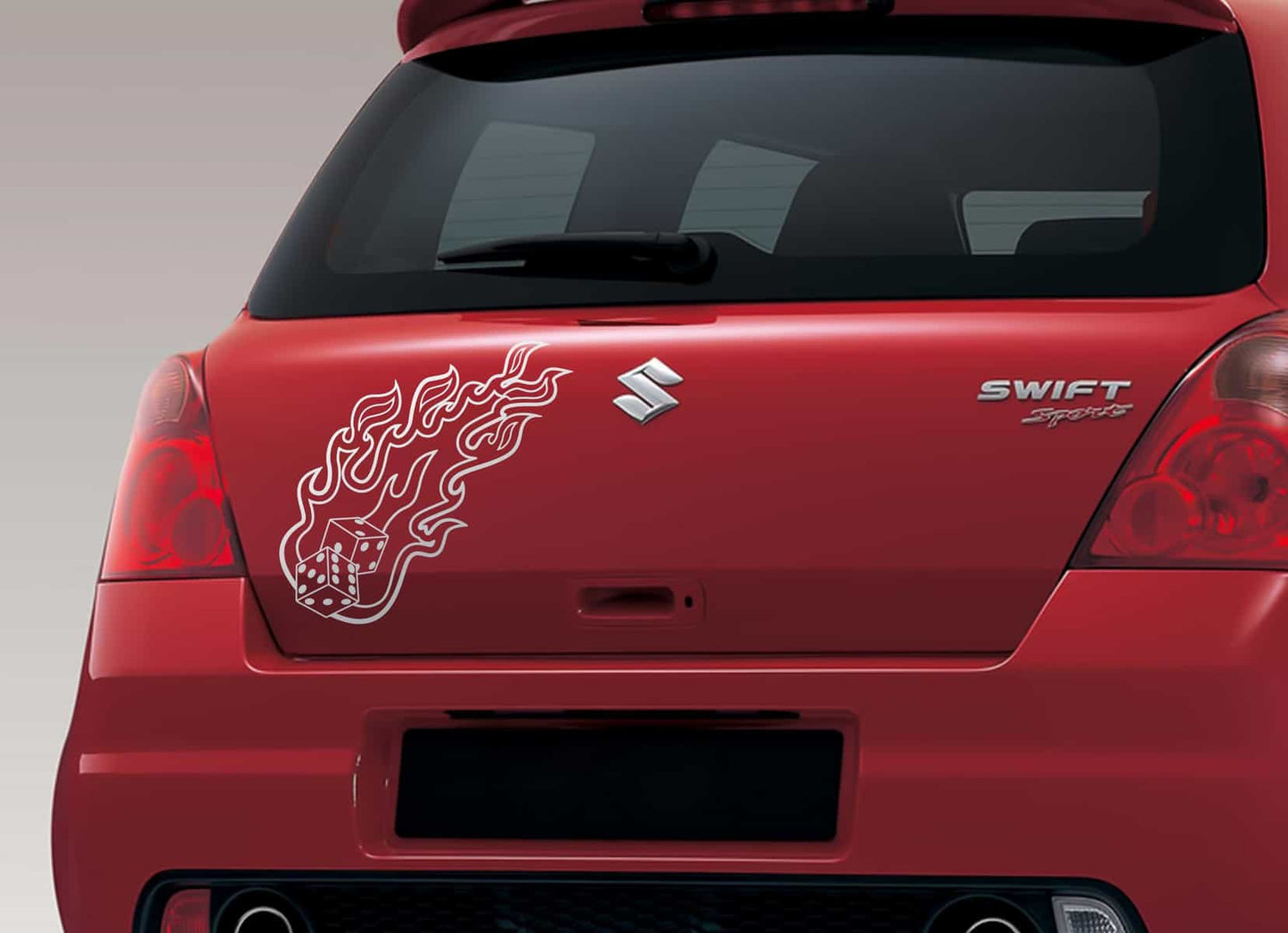 Fiery Dice Car Sticker