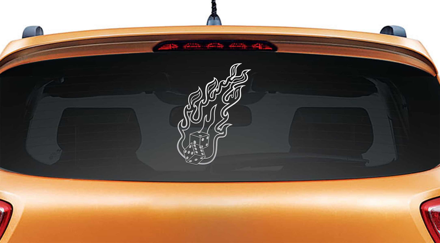 Fiery Dice Car Sticker