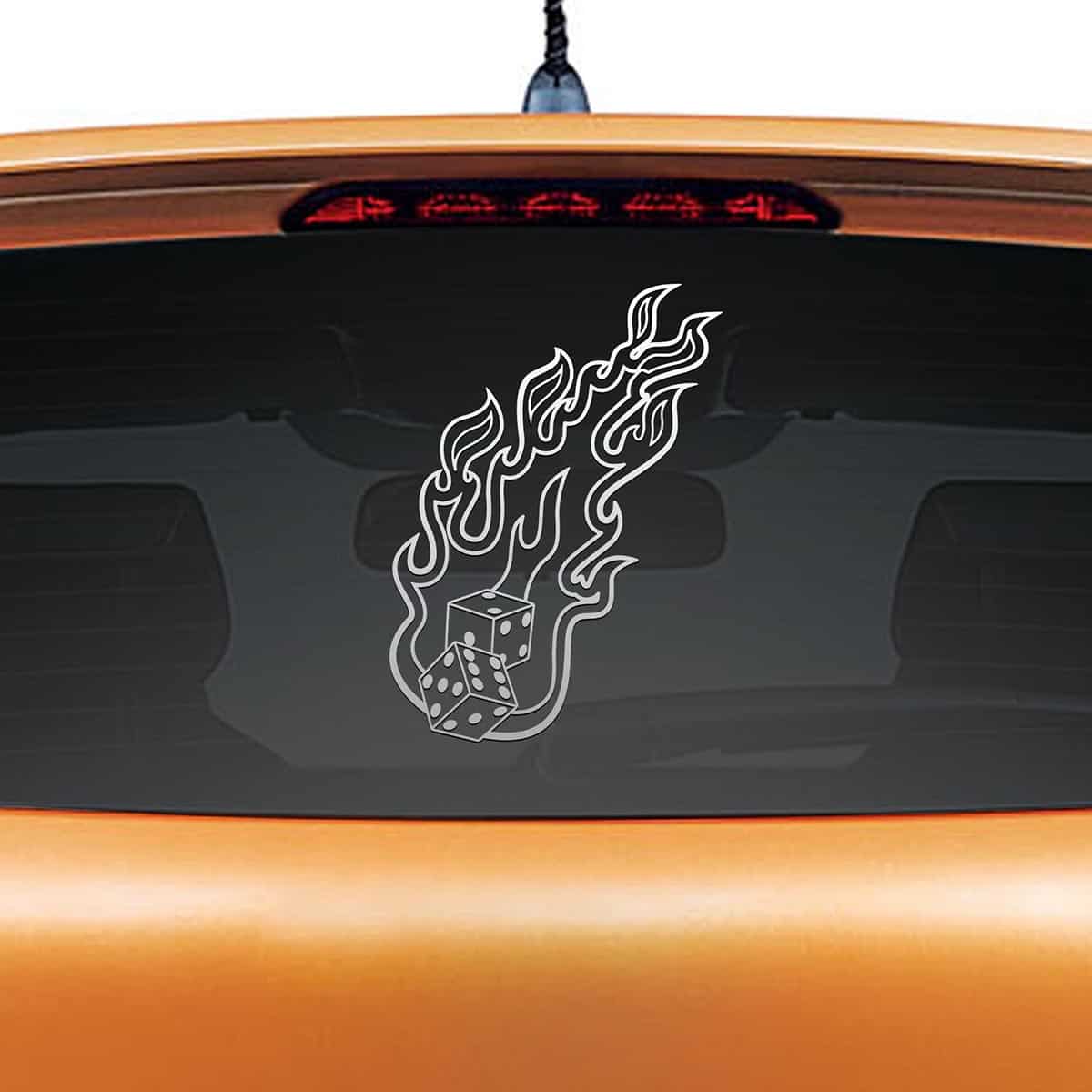 Fiery Dice Car Sticker