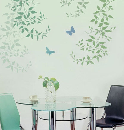 Delicate Leaves & Butterfly Paint Stencil