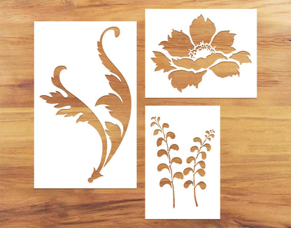 Twigs, Leaves & Flowers Paint Stencil