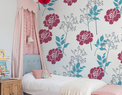 Romantic Flowers Pattern Paint Stencil