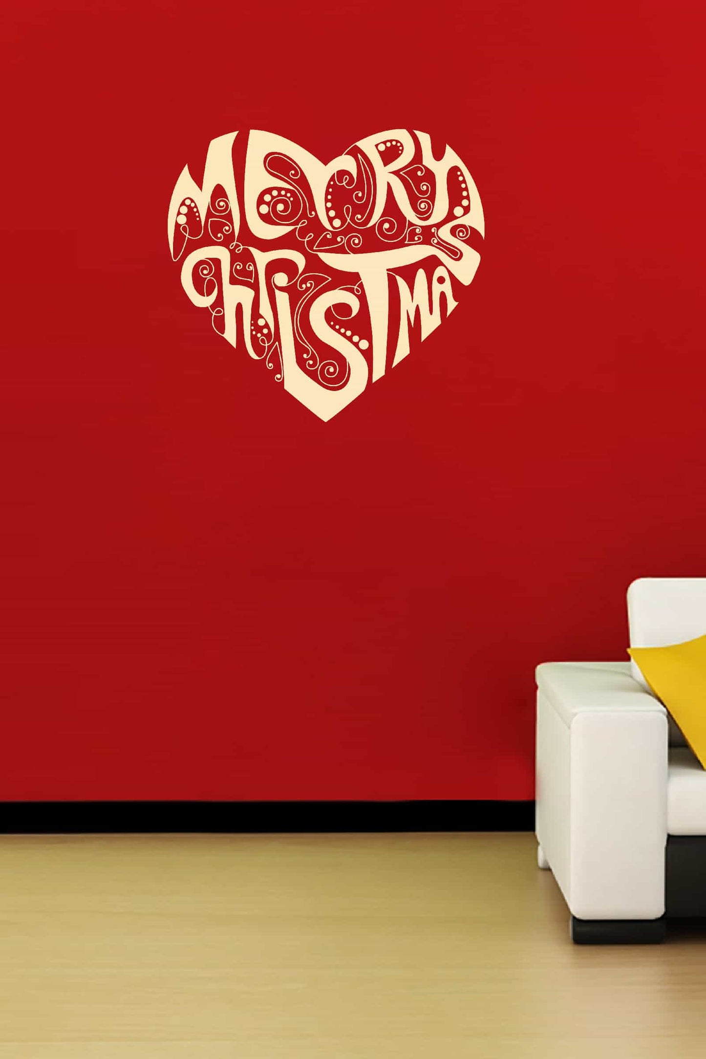 Merry Christmas Heart Wall Sticker