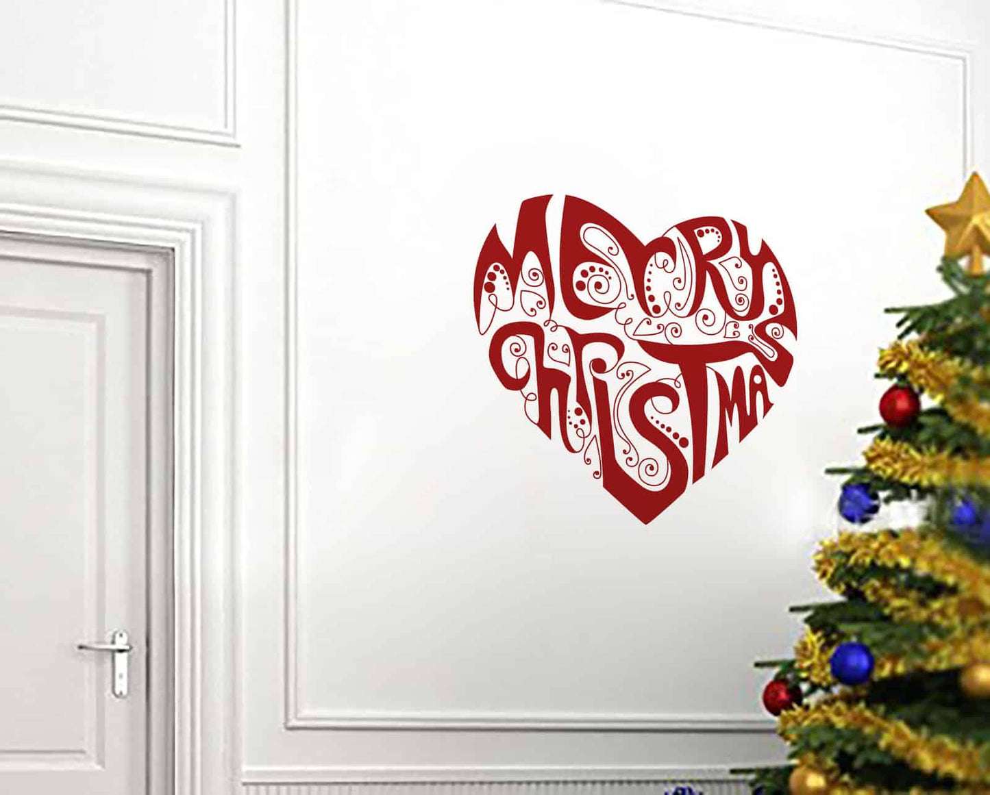 Merry Christmas Heart Wall Sticker