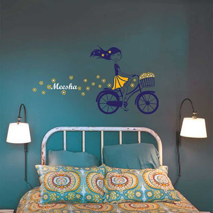 Cute Bicycle Girl Wall Sticker