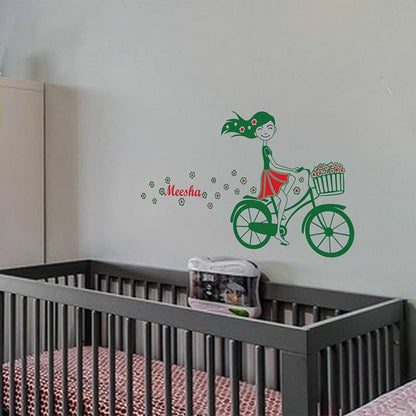 Cute Bicycle Girl Wall Sticker