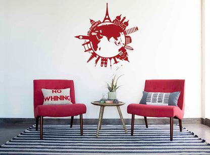 World Travel Silhouette Wall Sticker