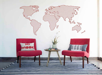 Line Silhouette Map Decal Wall Sticker