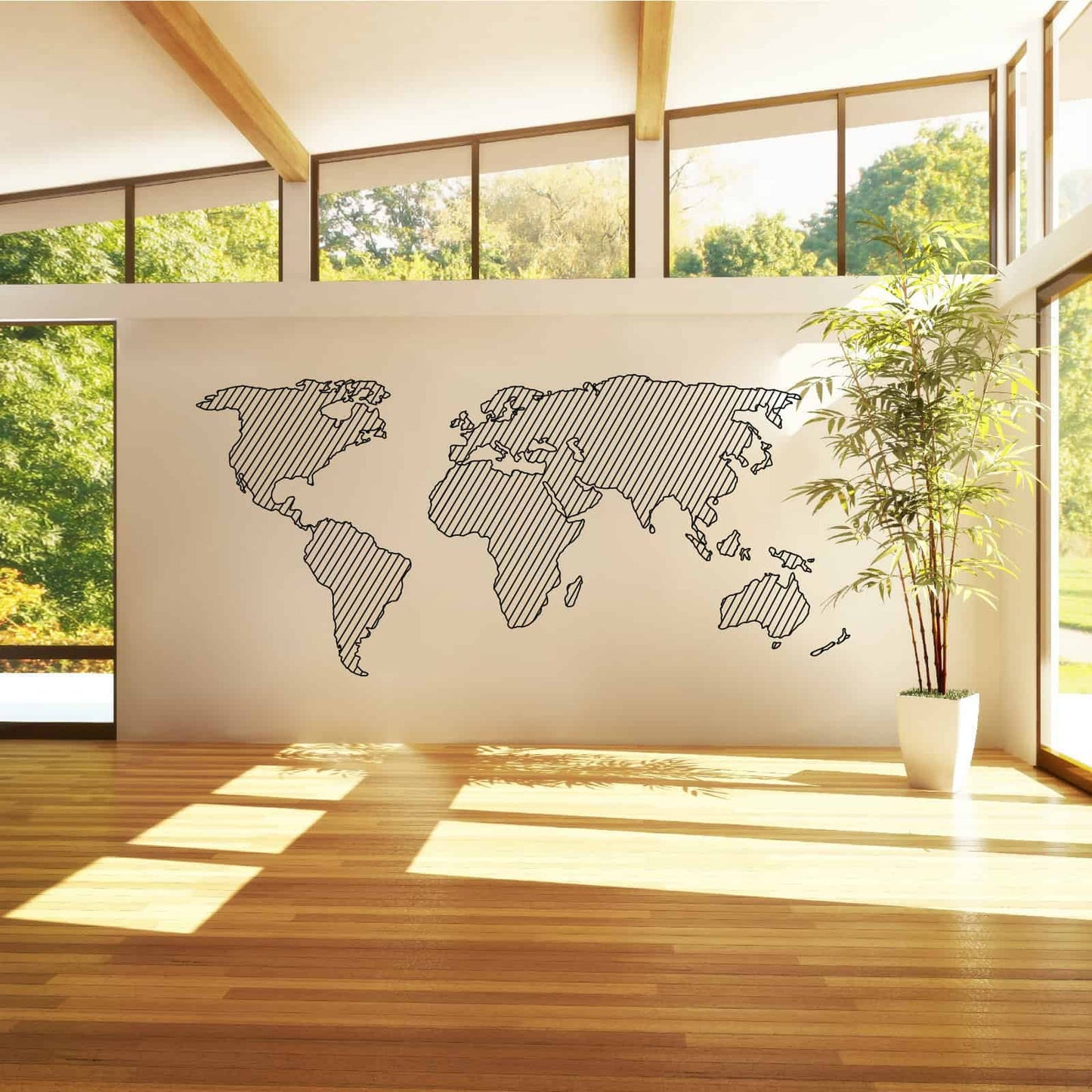 Line Silhouette Map Decal Wall Sticker