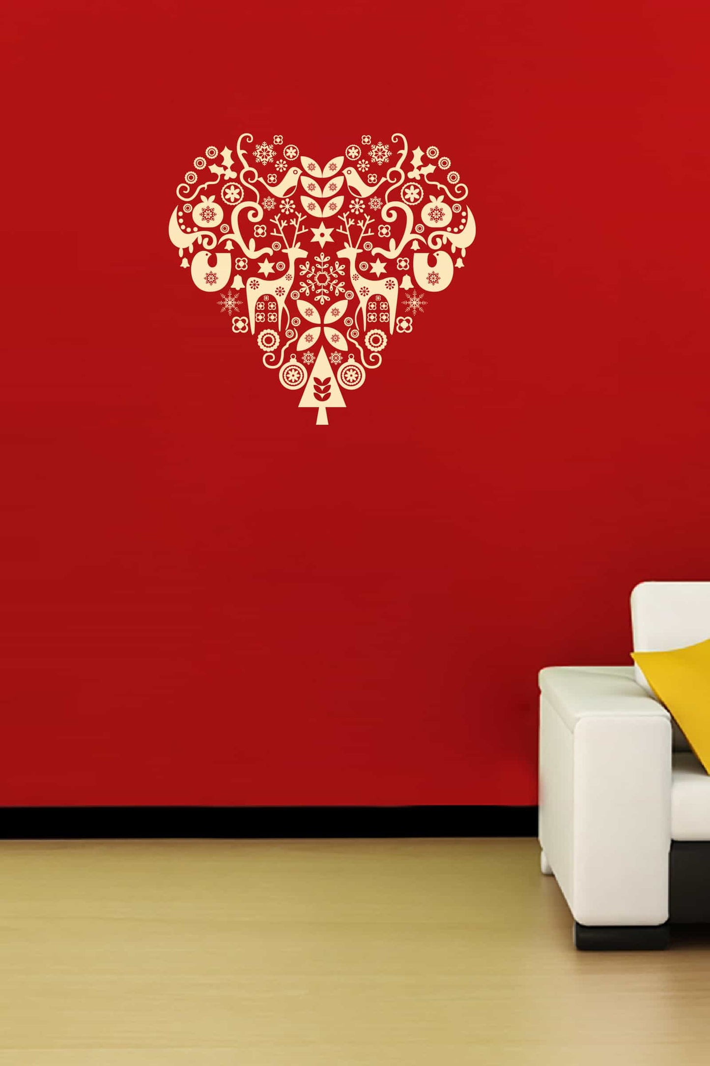 Deer Christmas Heart Wall Sticker