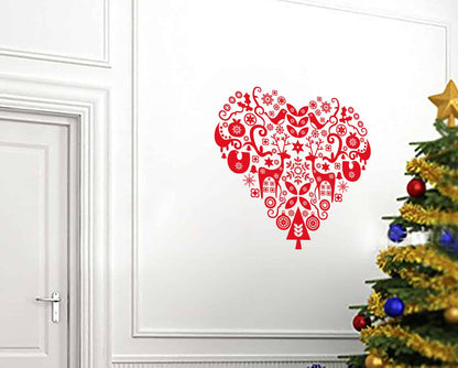 Deer Christmas Heart Wall Sticker