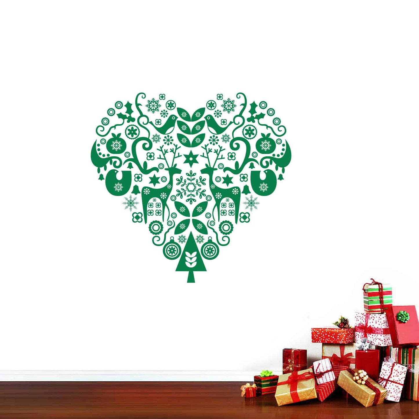 Deer Christmas Heart Wall Sticker